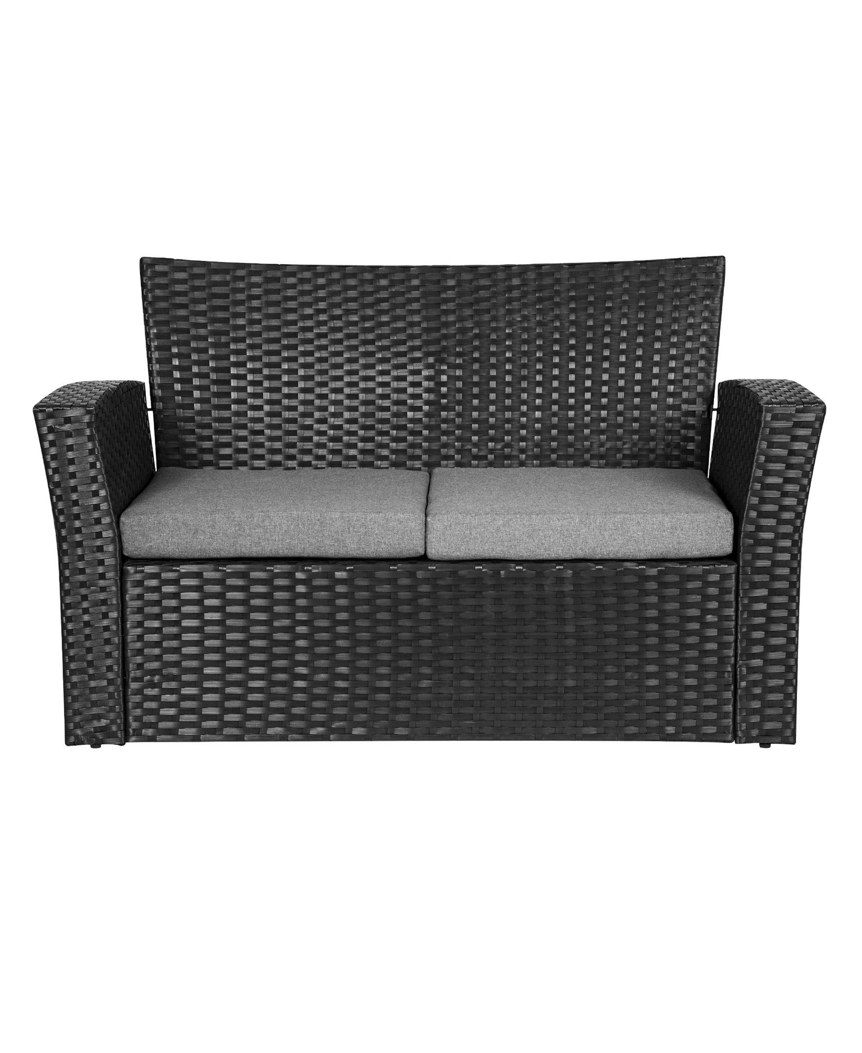  Westin Furniture 4-Piece Outdoor Patio Conversation Sofa Set with Cushions - Black/Beige - Bonton