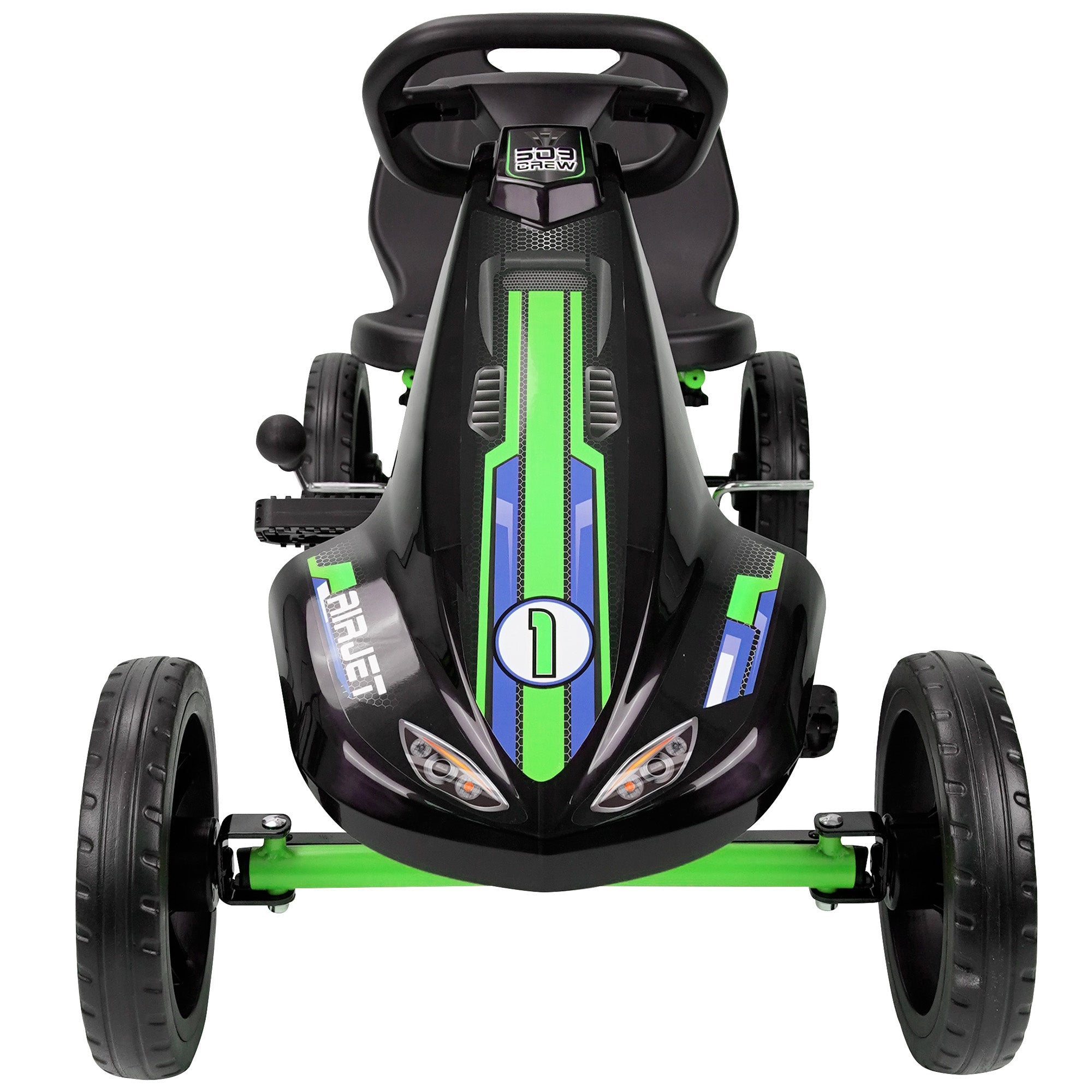  509 Crew Air Jet Pedal Go Kart - Green - Kids, Sporty Graphics on The Front Fairing, Adjustable Bucket Seat, 4 Spoke Rims w/ 10