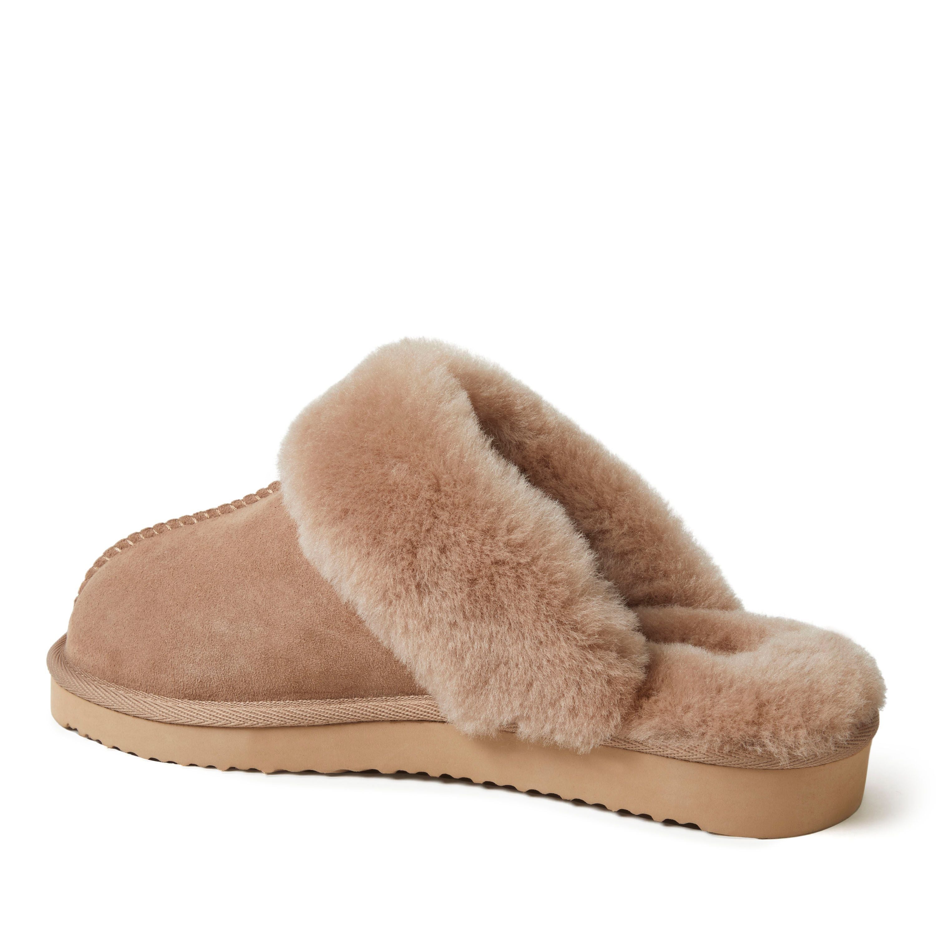  Dearfoams Fireside by Women's Sydney Shearling Fur Indoor/Outdoor Scuff Slipper - Pink - Bonton