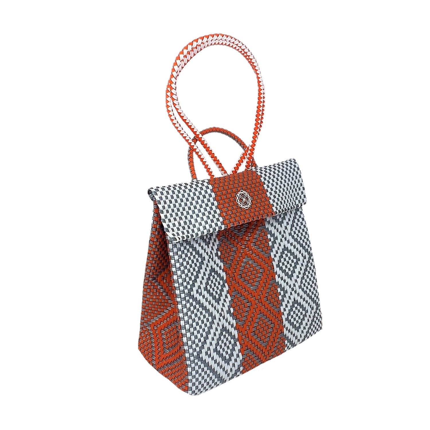  Lola's Bag Backpack Silver Orange Stripe - Silver - Bonton