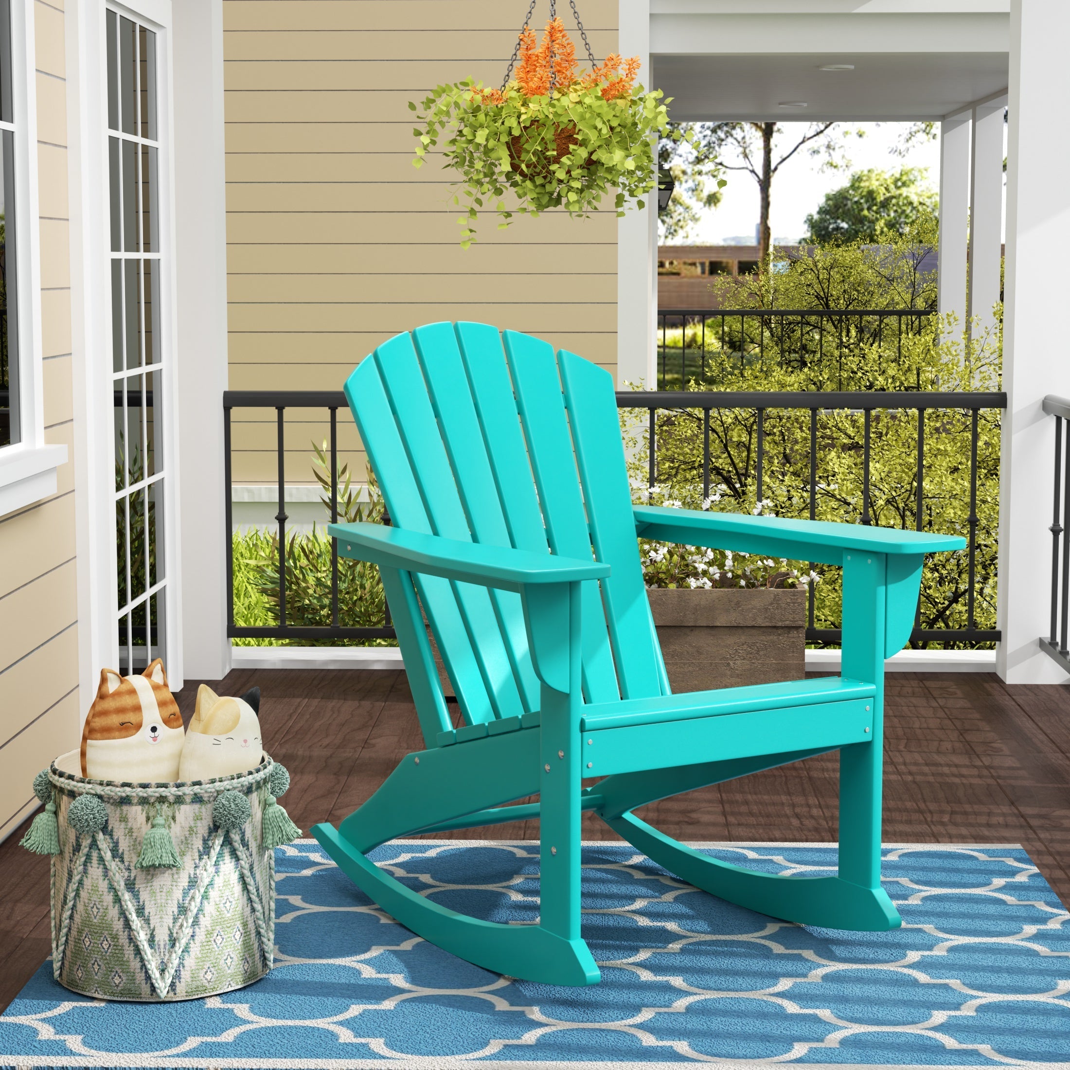  Westin Furniture Altura Outdoor Rocking Adirondack Chair - Pacific Blue - Bonton