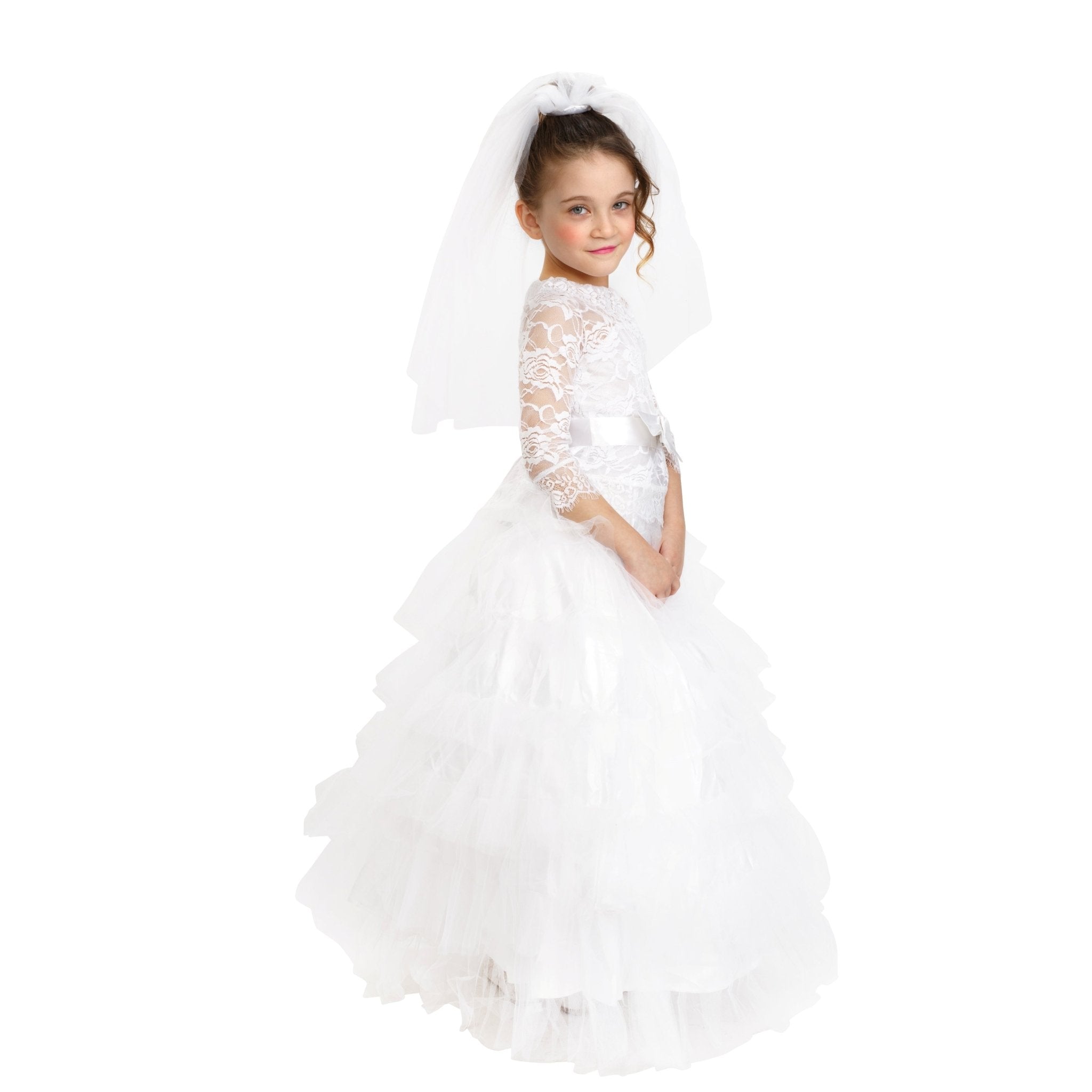  Dress Up America Bridal Dress with Wedding Veil - Kids by Dress Up America - Large (12-14) - Bonton