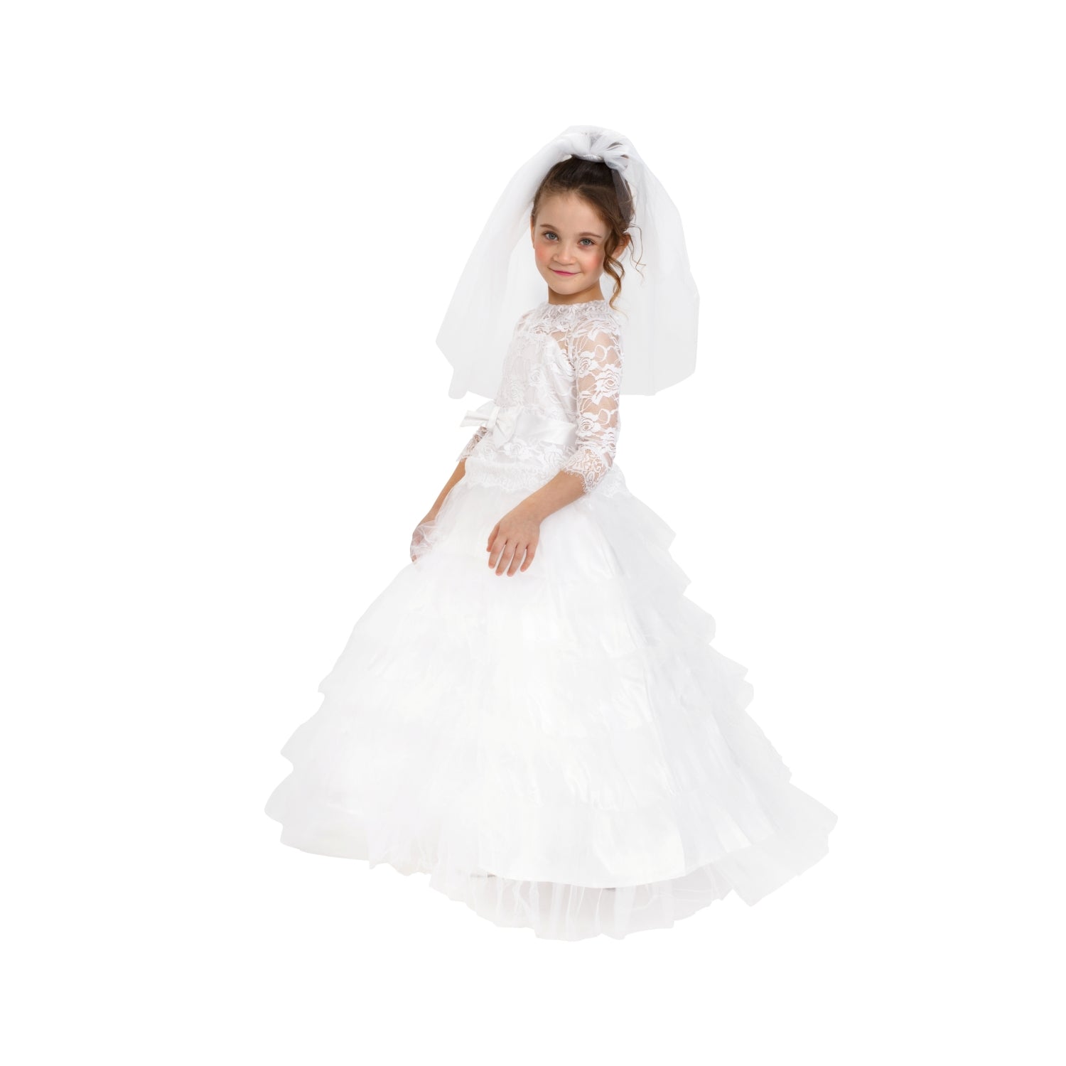  Dress Up America Bridal Dress with Wedding Veil - Kids by Dress Up America - Large (12-14) - Bonton