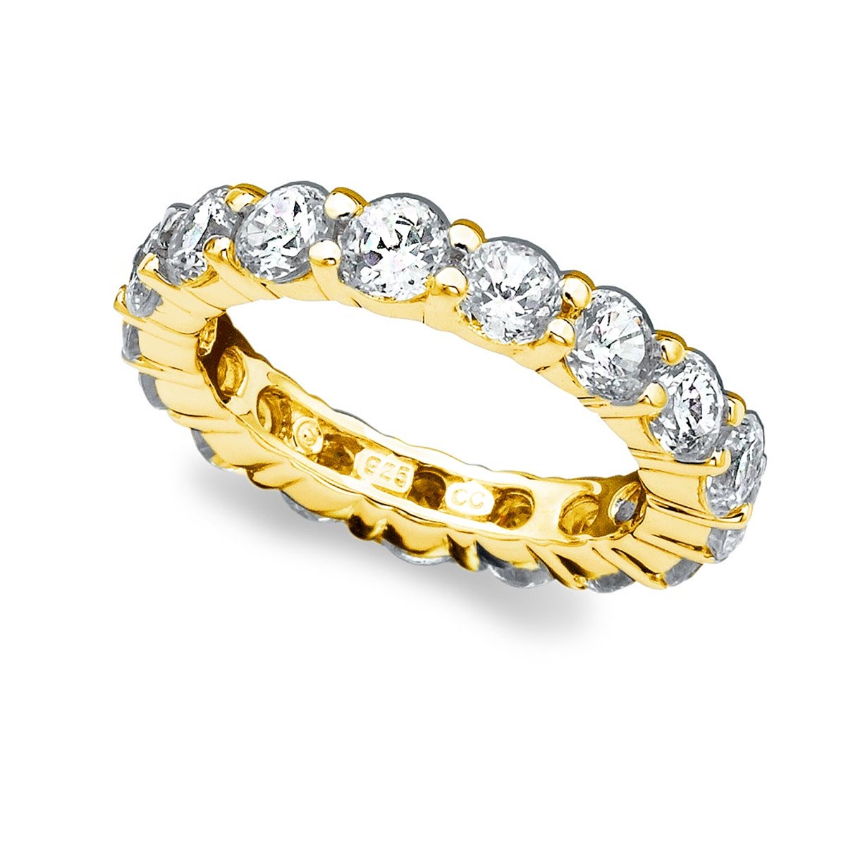  CRISLU Brilliant Round Cut Eternity Band - 3.75 Mm - Finished in 18kt Yellow Gold - 18kt Yellow Gold - Bonton