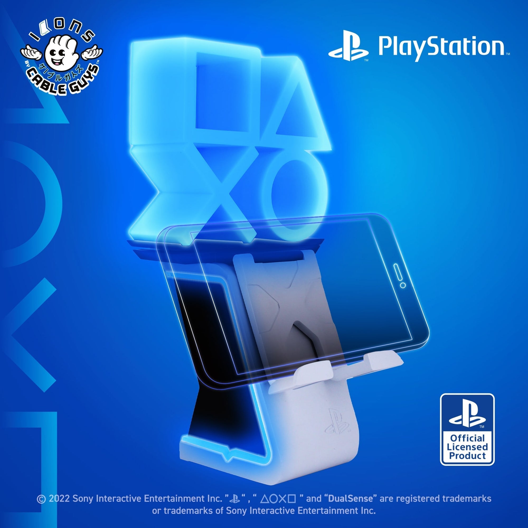  Exquisite Gaming LED IKONS PlayStation Logo Charging Phone & Controller Stand - Multi - Bonton