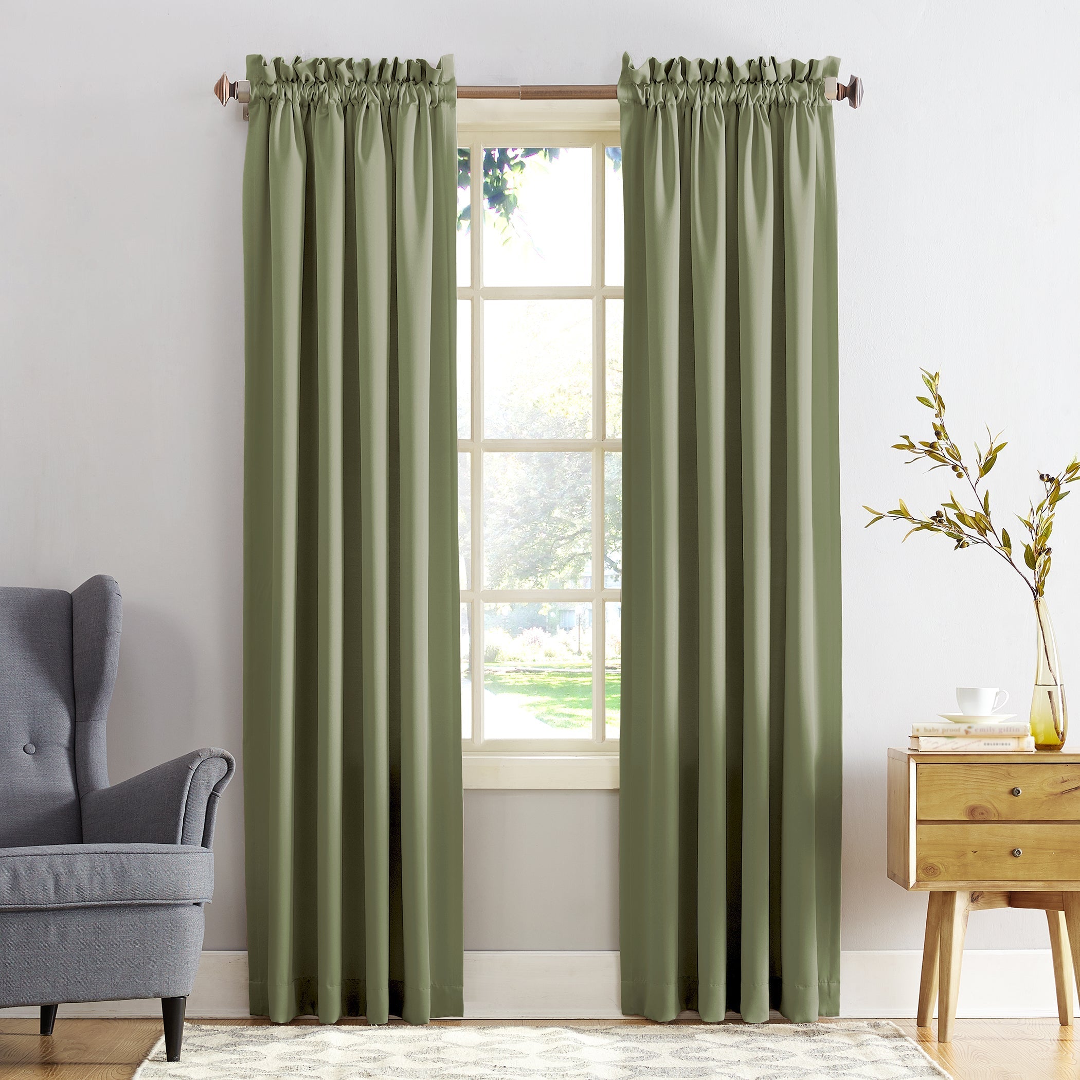  Sun Zero Lark Room Darkening Rod Pocket Curtain Panel - Stone - Bonton