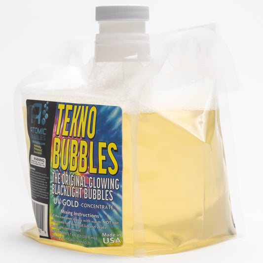 Atomic Bubbles: Tekno Bubbles 64oz Smart Pouch Refill - Gold - UV Blacklight Glow Bubbles, Glow Parties, Indoor & Outdoor, Safe For Kids, Non-Toxic-Multi-One Size-2