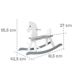 Wooden Ride-on Rocking Horse in White/Gray, 55 Lb Capacity