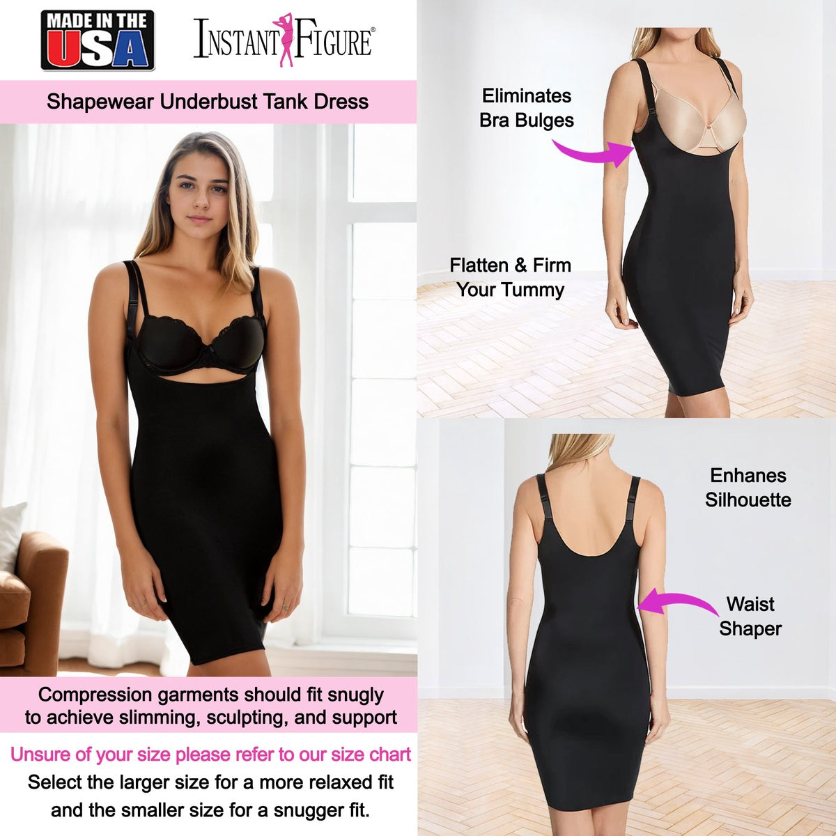  InstantFigure InstantFigure Underbust Plus Size Dress Adjustable Strap WDS40151C - Black - Bonton