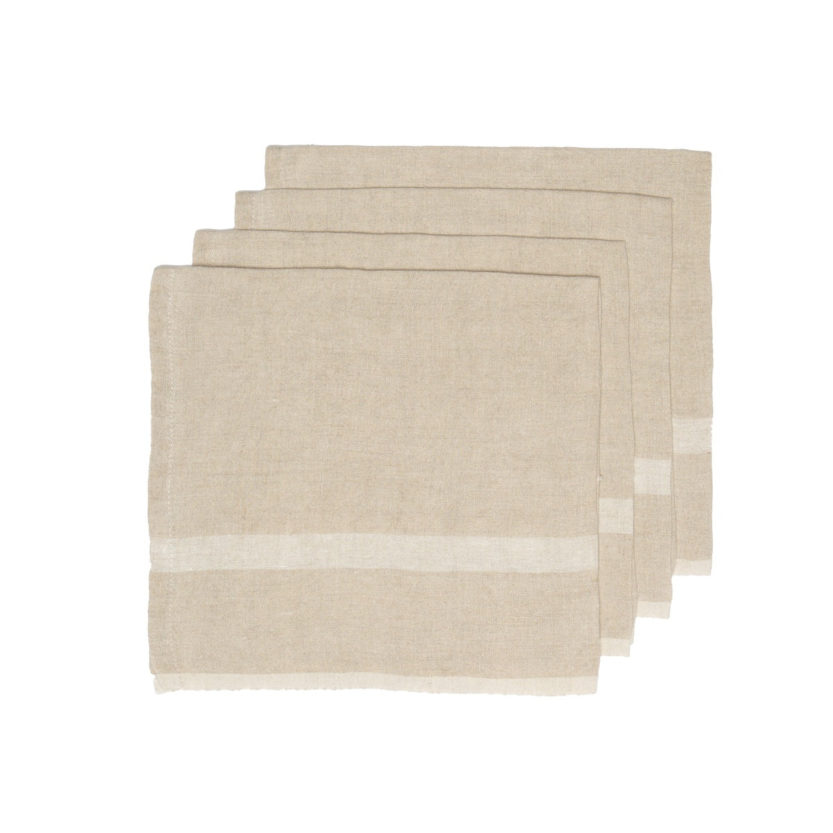  Caravan Laundered Linen Napkins, Set of 4 - Lime & Grey - Bonton