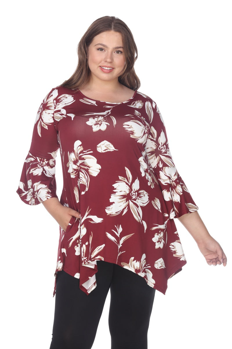  White Mark Plus Size Blanche Tunic Top - 1X - Bonton