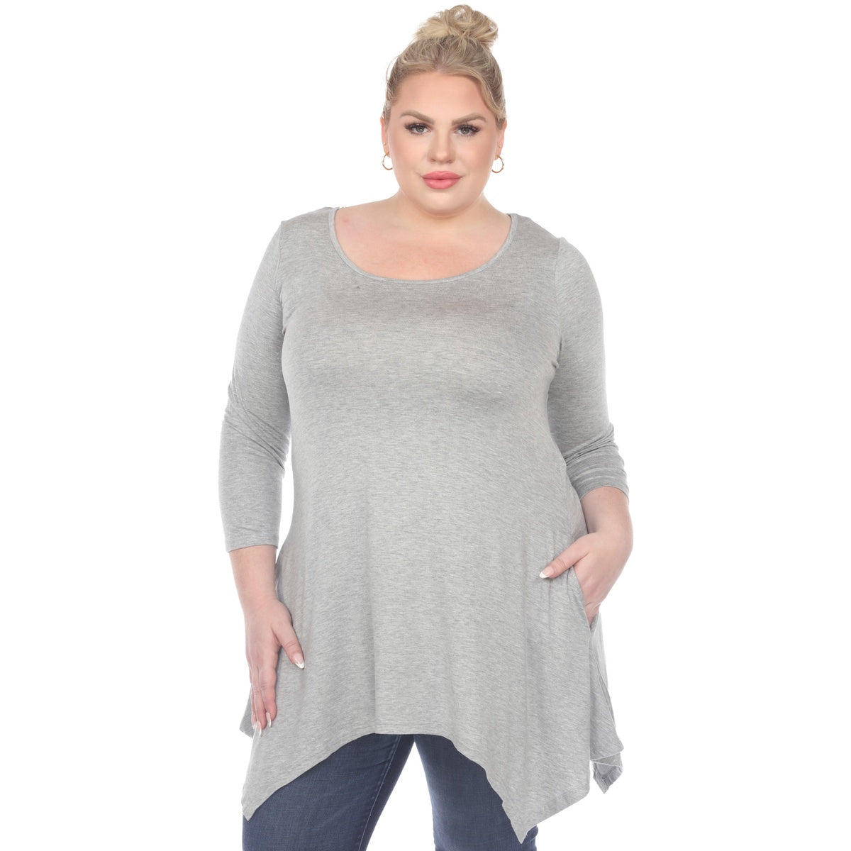  White Mark Plus Size Makayla Tunic Top - 1X - Bonton