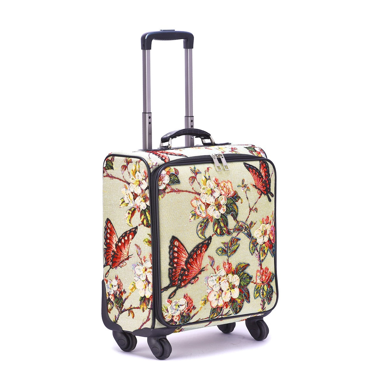  Mellow World Butterfly Hand Beaded Rolling Suitcase - Green - Bonton