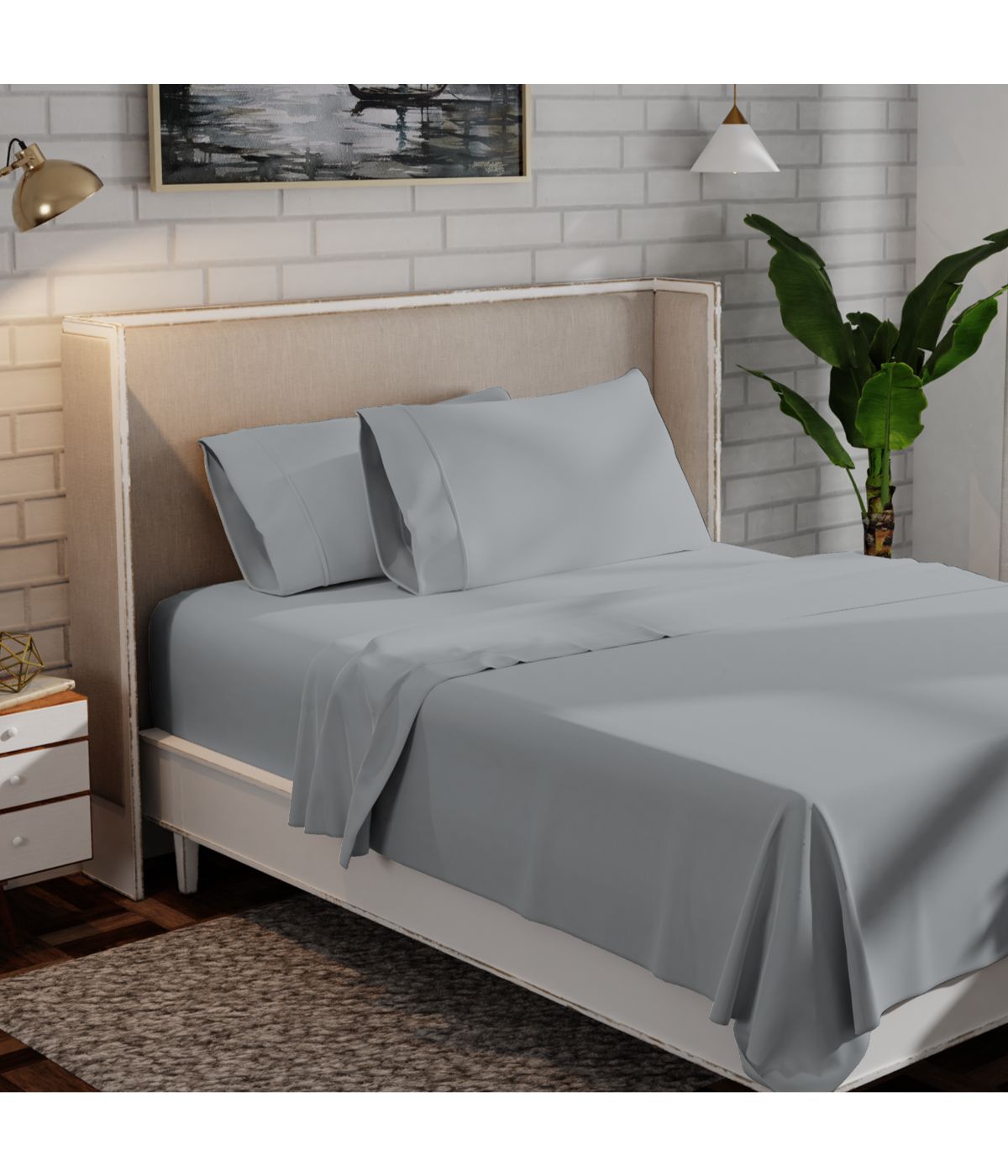  Purity Home Organic Cotton 300 Thread Count Percale Sheet Set Light Gray - Light Gray - Bonton