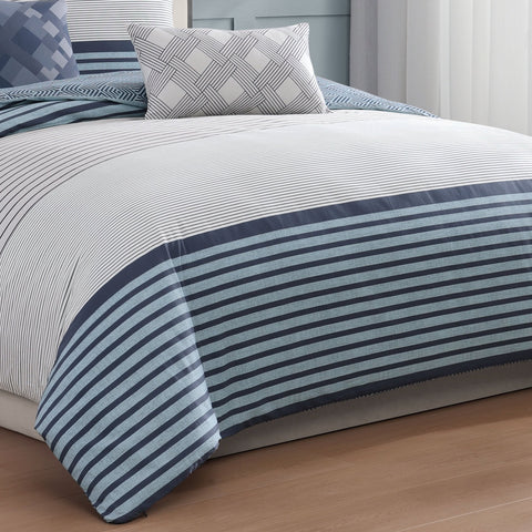 Bebejan Blue Geo Lines 5 Piece Reversible Comforter Set