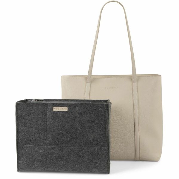  Bugatti Pure Colletion Ladies Tote with Removable Organizer - Vegan Leather - Cream - Bonton