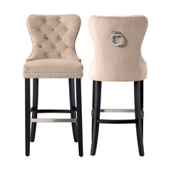 29" Tufted Velvet Bar Stool, Set of 2