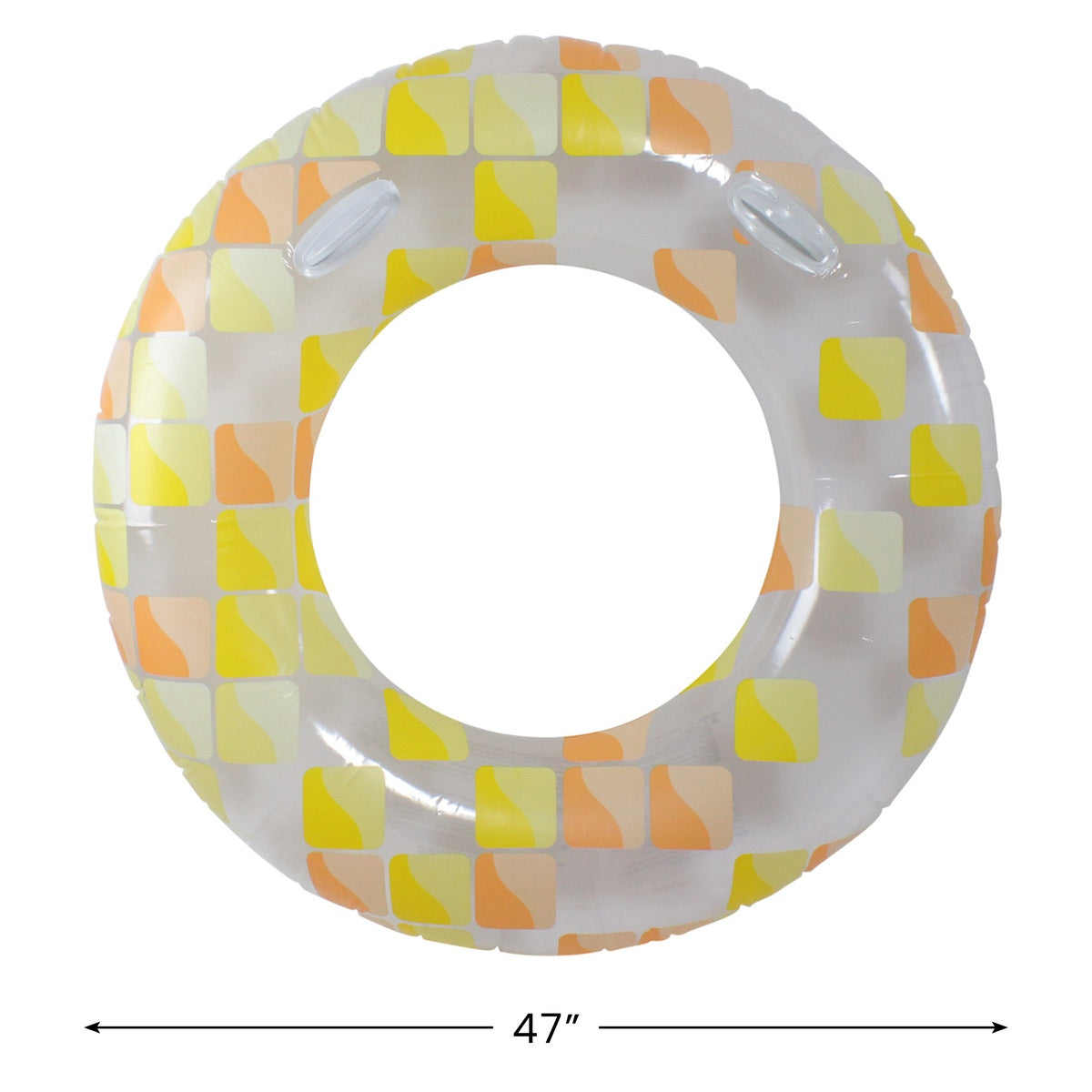  Pool Central Inflatable Yellow and Orange Mosaic Swimming Pool Ring Float  47-Inch - Yellow and Orange - Bonton