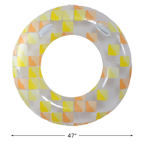 Inflatable Yellow and Orange Mosaic Swimming Pool Ring Float  47-Inch