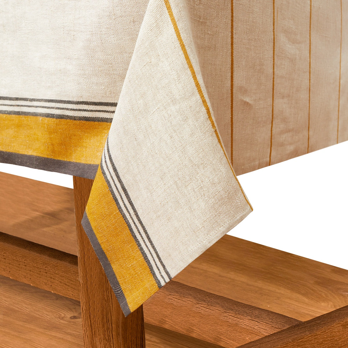 Caravan Eze Ivory & Mustard Tablecloth - 60x60 - Bonton