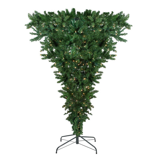 7.5' Pre-Lit Green Spruce Artificial Upside Down Christmas Tree - Clear Lights