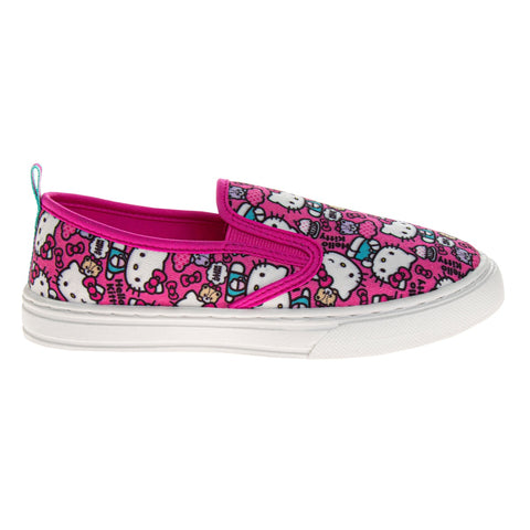 Sanrio Hello Kitty Girls Low Top Sneakers - Casual Fashion Laceless Slip on Canvas Shoes
