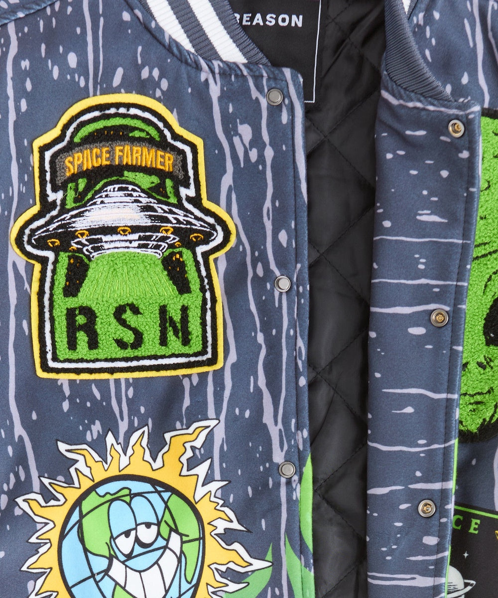  Reason Clothing Space Defense Varsity Jacket - Grey - GREY - Bonton