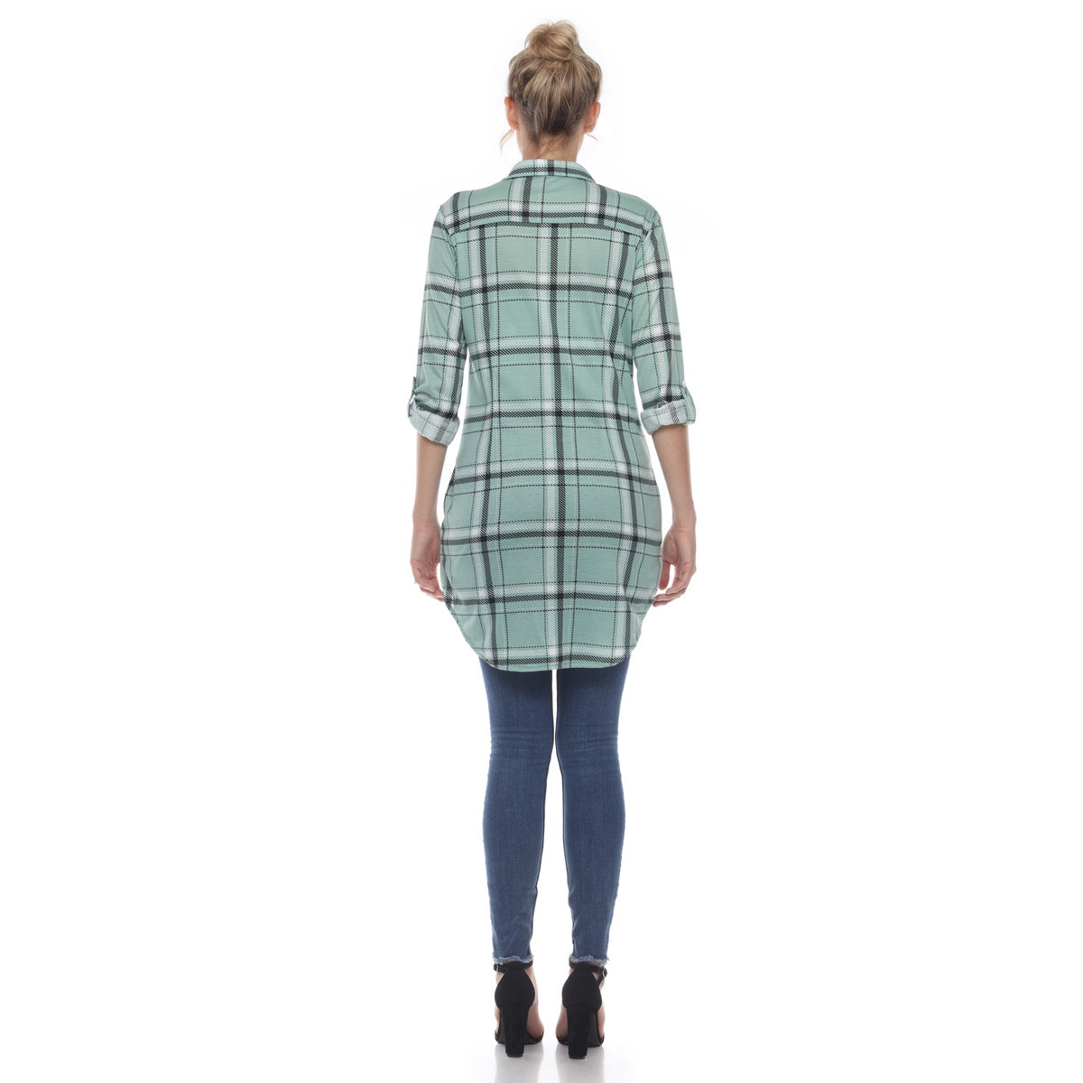  White Mark Women's Plaid Tunic Shirt - S - Bonton