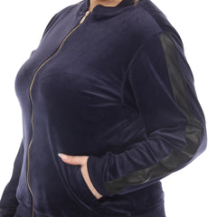 Plus Size 2-Piece Velour With Faux Leather Stripe