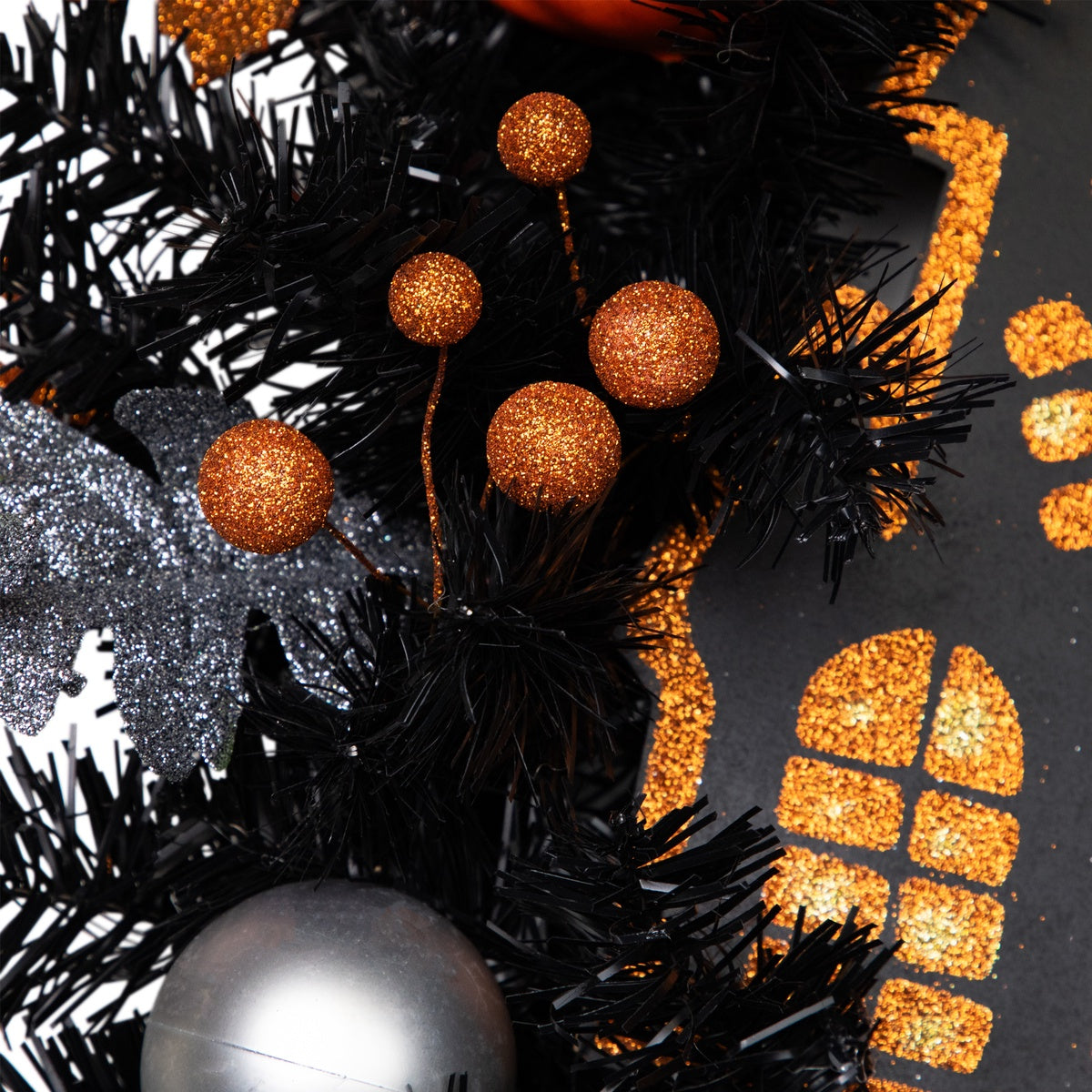  Northlight Orange and Black Haunted House Halloween Wreath  24-Inch  Unlit - Default Title - Bonton