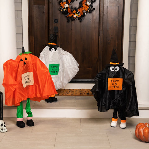 Ghost  Pumpkin and Bat Standing Halloween Kid Figures - 36" - Set of 3