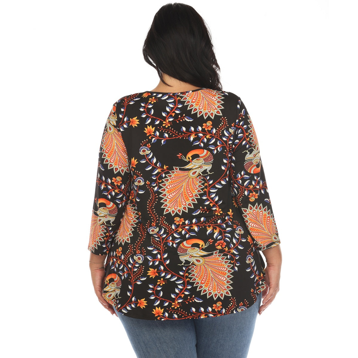  White Mark Plus Size Vibrant Boho Swing Top - 1X - Bonton