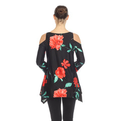 Women's Floral Printed Cold Shoulder Tunic