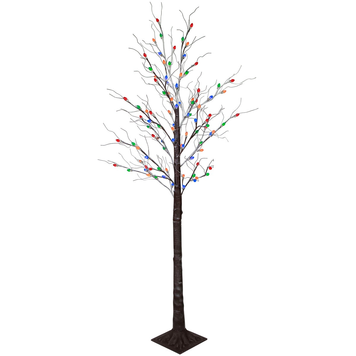  Northlight 6' Brown LED Lighted Frosted Christmas Twig Tree - Multi-Color Lights - Default Title - Bonton