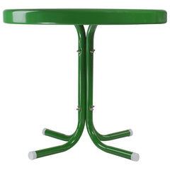 22" Outdoor Retro Round Tulip Metal Side Table  Green