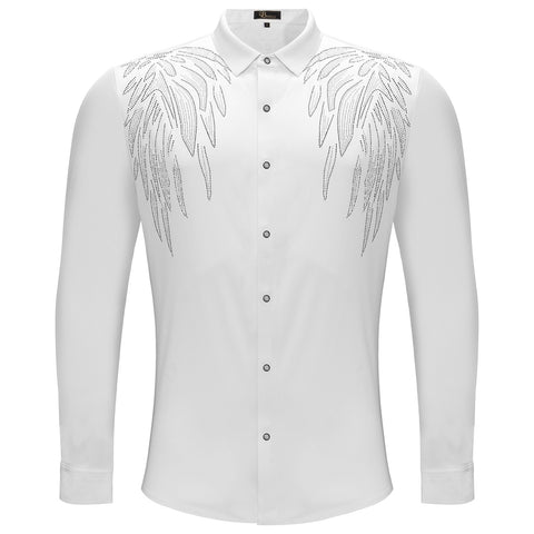 Heavenly Wings Button-Up Shirt WHITE/SILVER