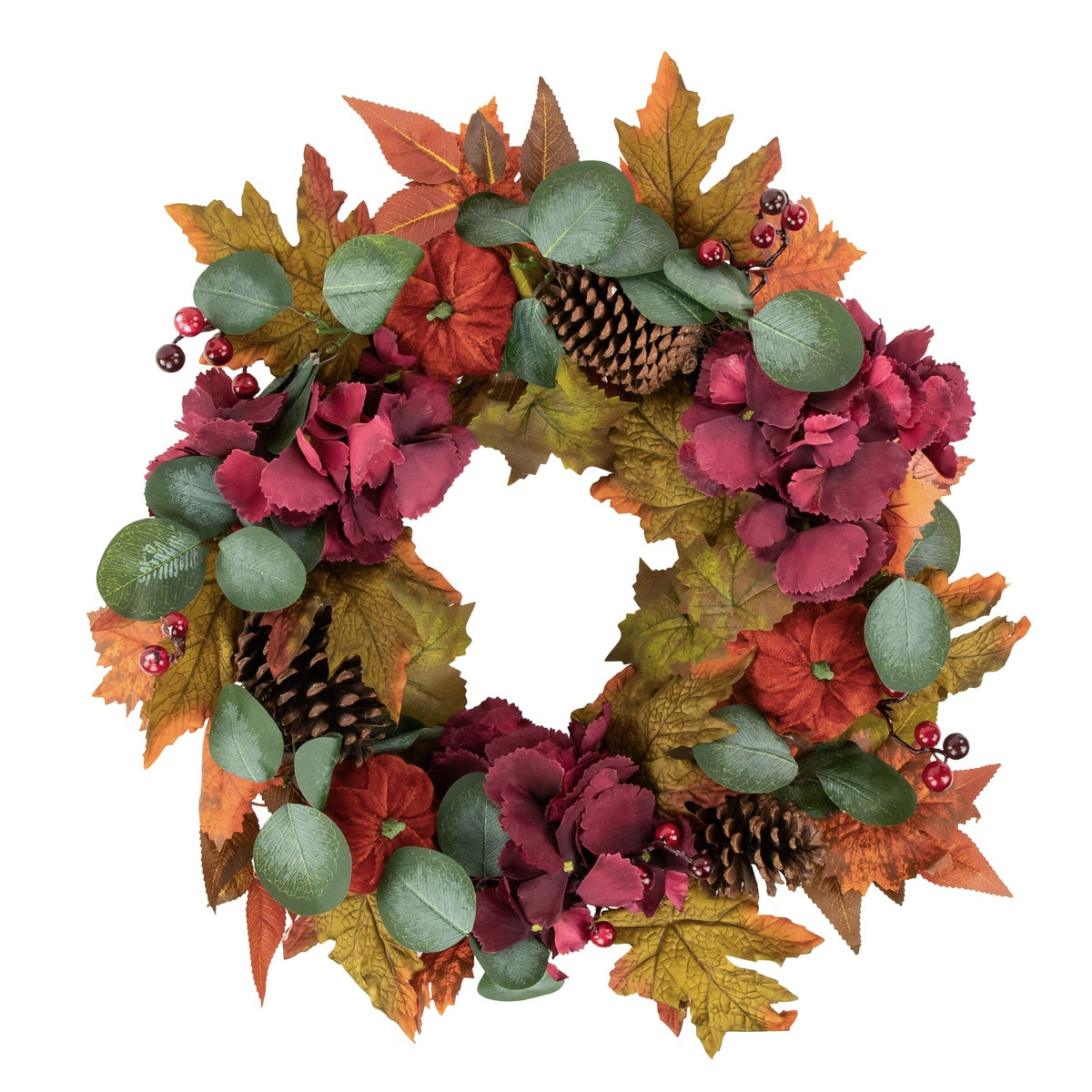  Northlight Fall Harvest Artificial Floral and Pinecone Wreath - 22