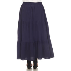 Plus Size Pleated Tiered Maxi Skirt