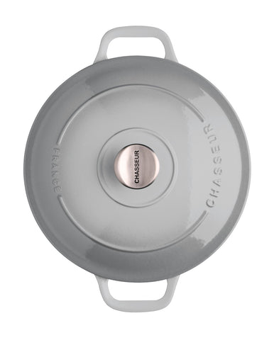 French Enameled Cast Iron Round Dutch Oven, 4.2-Quart, Celestial Grey