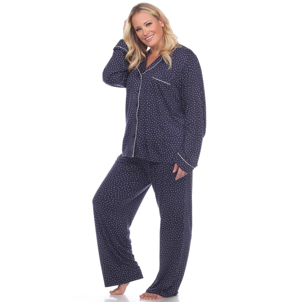  White Mark Plus Size Long Sleeve Pajama Set - 1X - Bonton