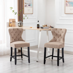 24" Tufted Velvet Counter Stool, Set of 2