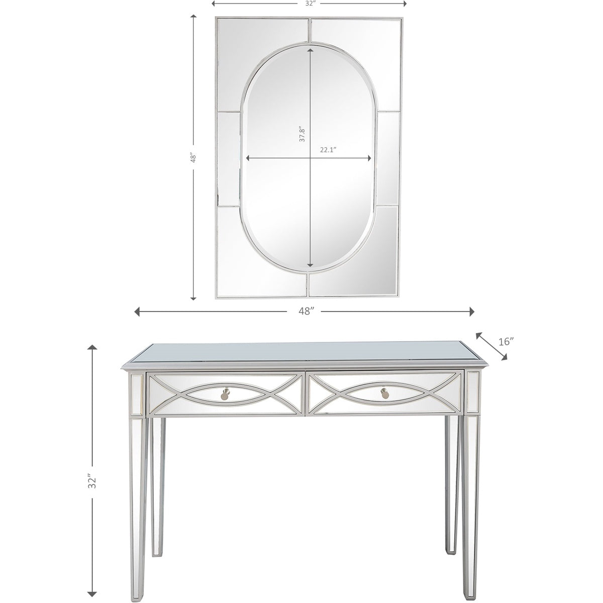  Helena Wall Mirror and Console - Mirror - Bonton