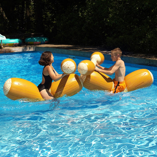54" Brown and White Inflatable Swimming Pool Log Flume Joust Set