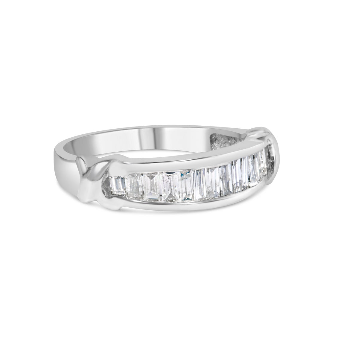  Haus of Brilliance .925 Sterling Silver 1/2 Cttw Baguette Cut Diamond Channel Set X-Station Wedding Ring (H-I Color, I1-I2 Clarity) - Size 7-1/4 - 7.25 - Bonton