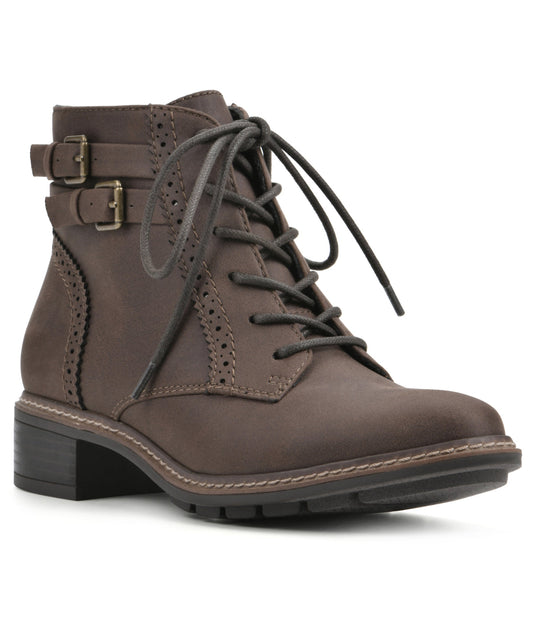 Elibeth Lace-up Boots Dark Brown/Fabric