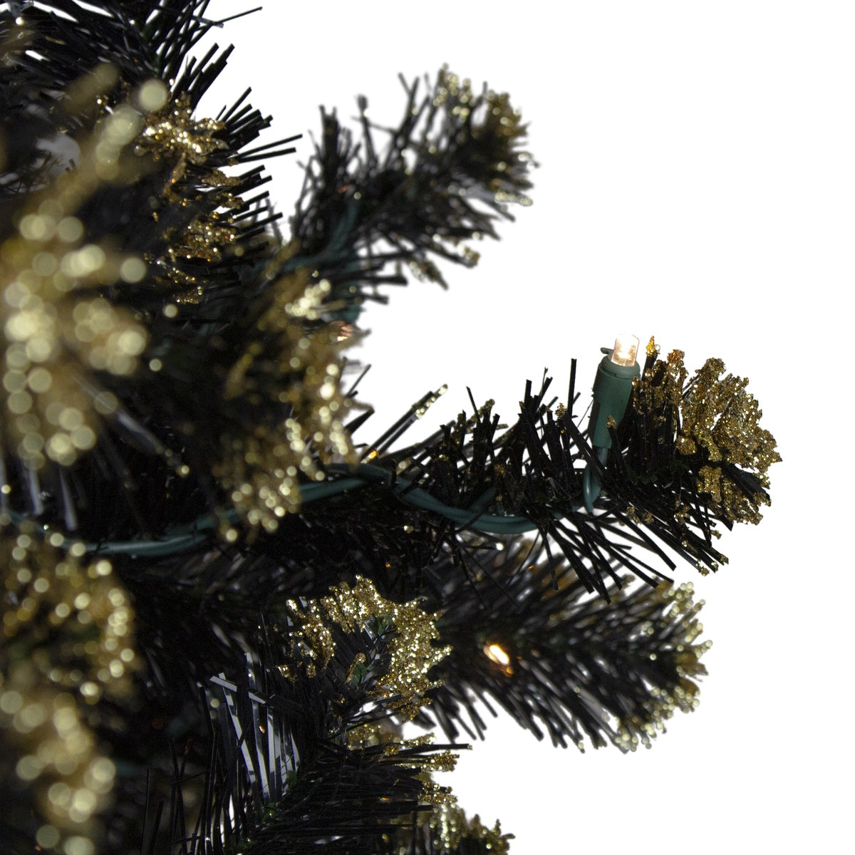  Northlight Pre-Lit LED Black Crystal Pine With Gold Glitter Artificial Christmas Tree - 7.5 Ft Clear Lights - Default Title - Bonton