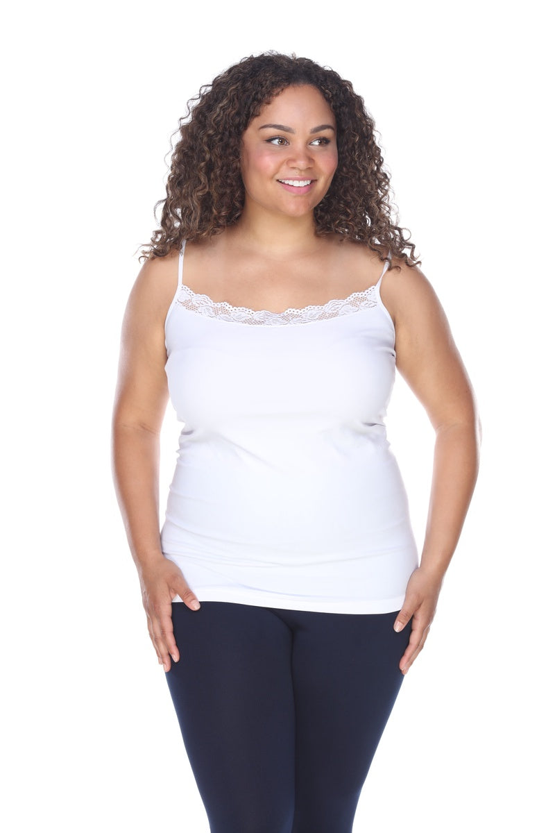  White Mark Plus Size Lace Trim Tank Top - One Size - Bonton