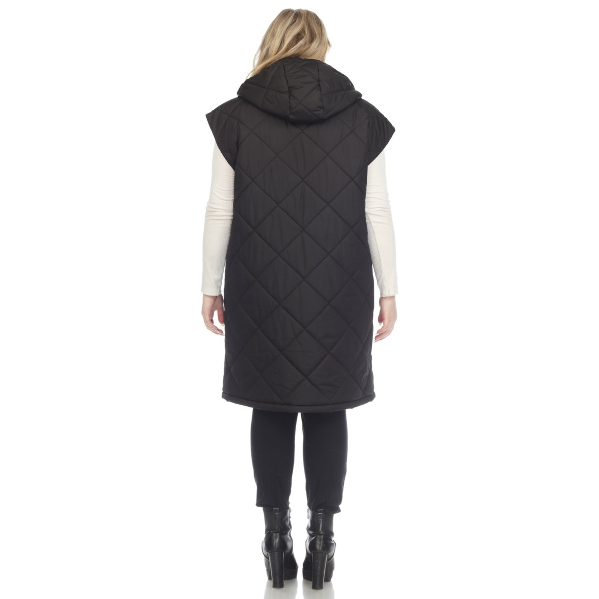  White Mark Plus Size Diamond Quilted Hooded Puffer Vest - 1X - Bonton