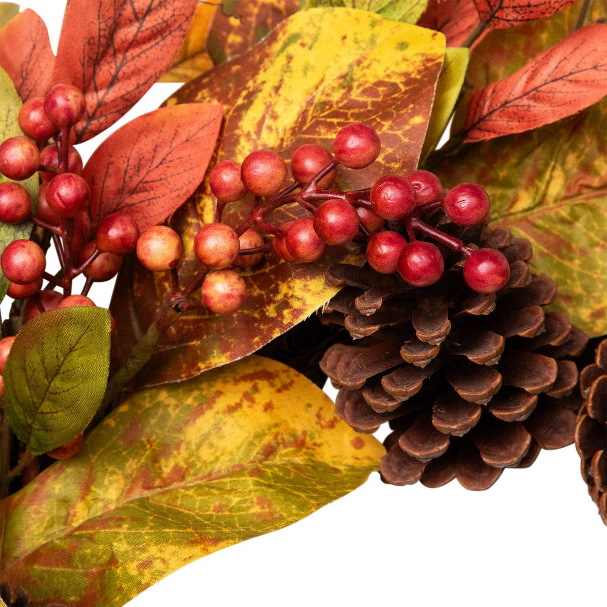  Northlight Leaves and Berries Twig Artificial Thanksgiving Wreath - 26-Inch  Unlit - Default Title - Bonton
