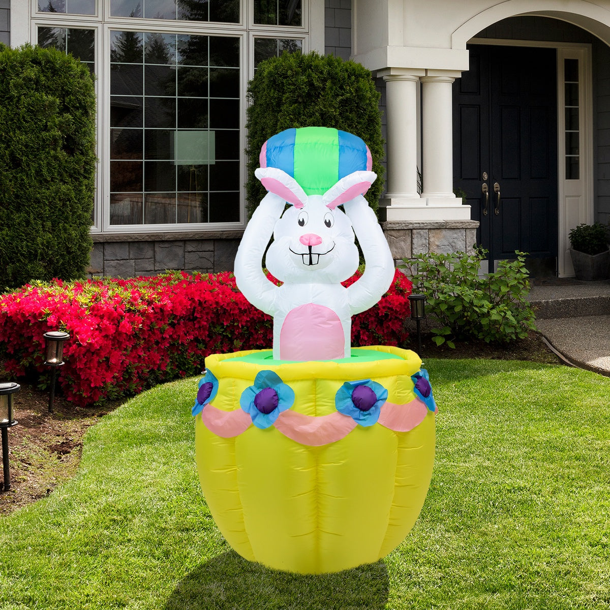  Northlight Lighted and Animated Inflatable Easter Bunny Basket Outdoor Decoration - 5.5' - - Default Title - Bonton